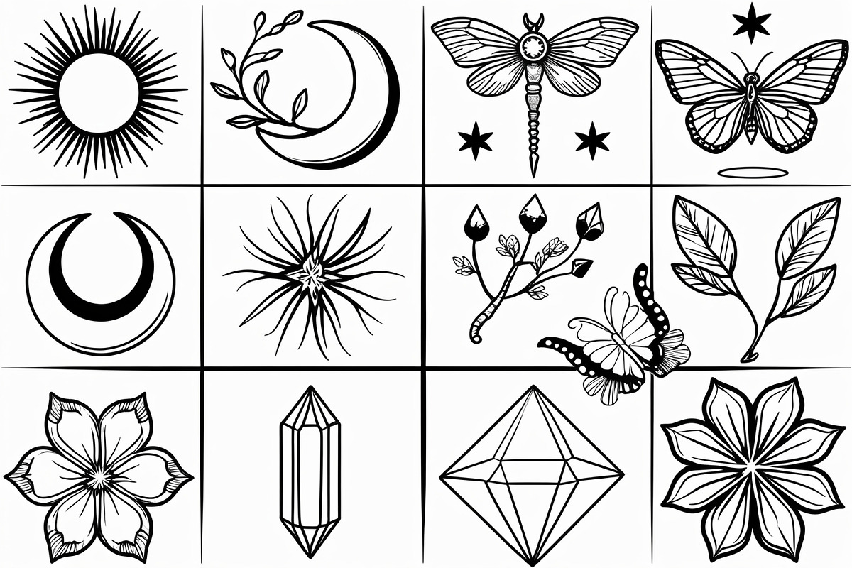 Mystical Crystal & Floral Icons Set, an Illustration by jahid234 (Photo 6 of 7)