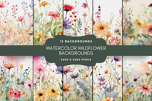 Watercolor Wildflower Backgrounds