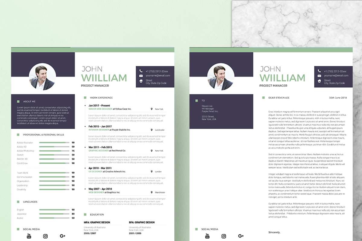 Modern Resume & CV Template, a Resume Template by Hito Graphic (Photo 3 of 8)