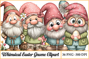 Whimsical Easter Gnome Clipart, a Seasonal Illustration by HueNestify