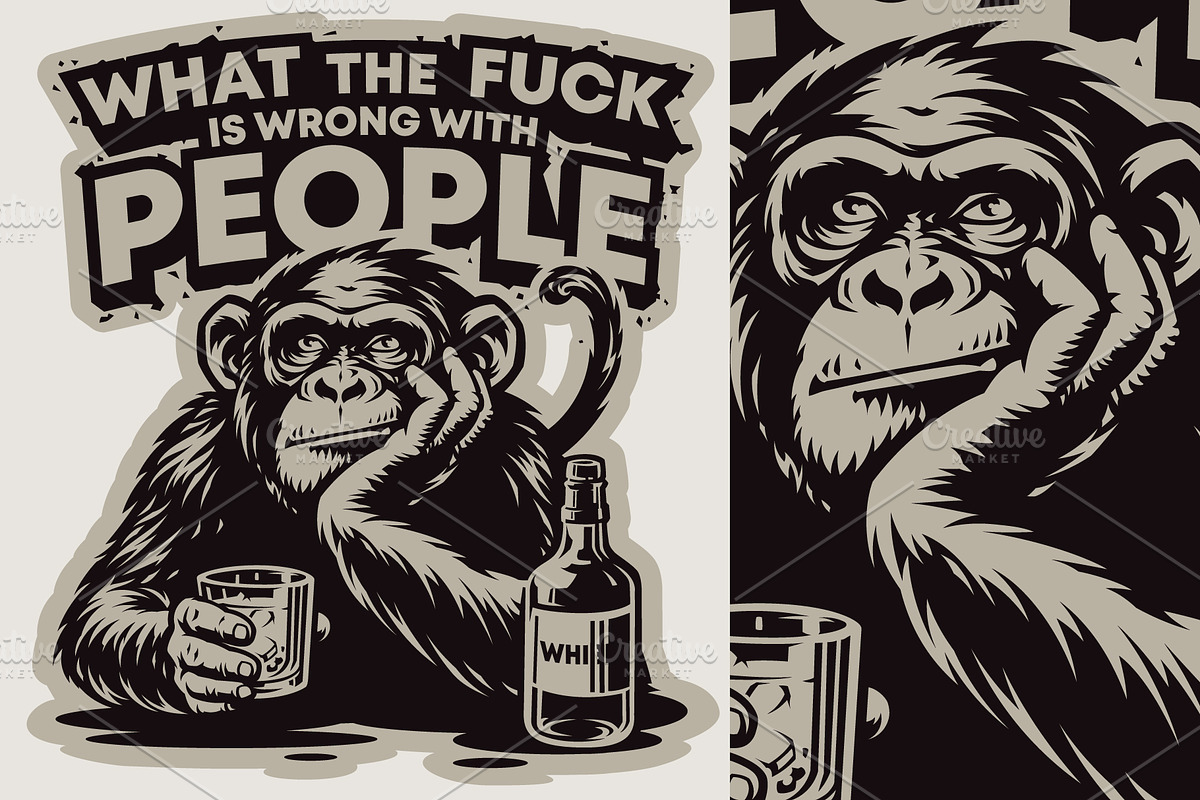 Monkey and Jesus Drinking Whiskey, a Person Illustration by daver2002ua (Photo 3 of 3)