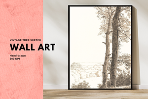 Vintage Tree Sketch PNG
