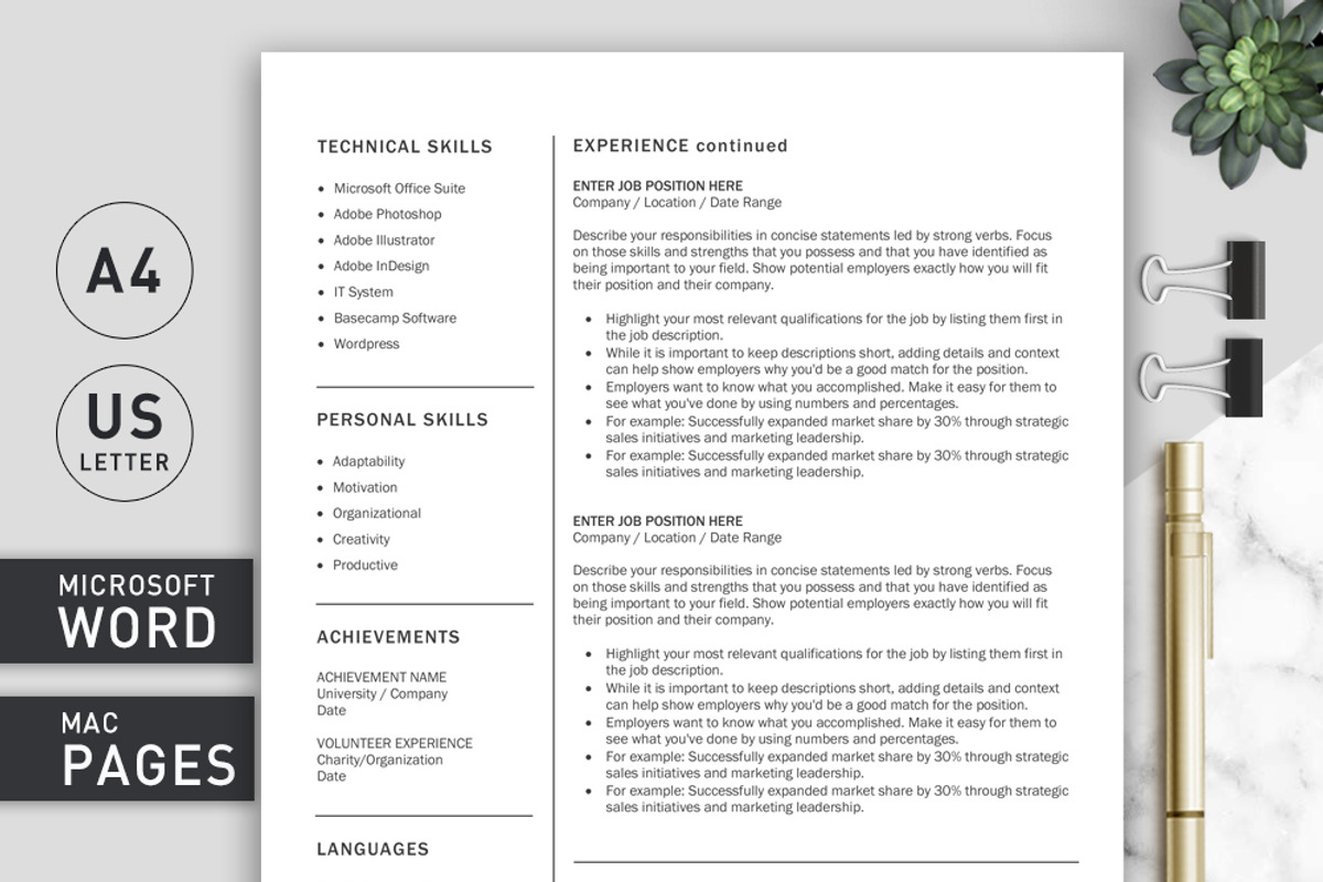 Minimal Resume Template / CV, a Resume Template by Klamp Studio (Photo 2 of 9)
