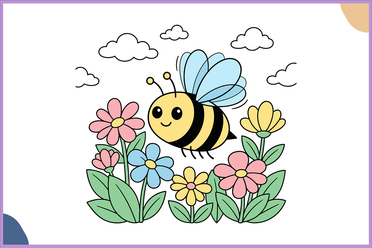 Flying Bee Flower Garden Vector SVG, an Animal Illustration by Gfx Expert Team (Photo 3 of 3)