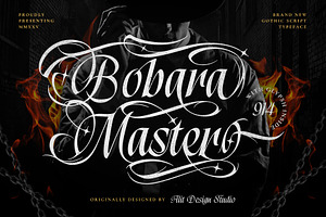 Bobara Master Typeface, a Blackletter Font by alit design