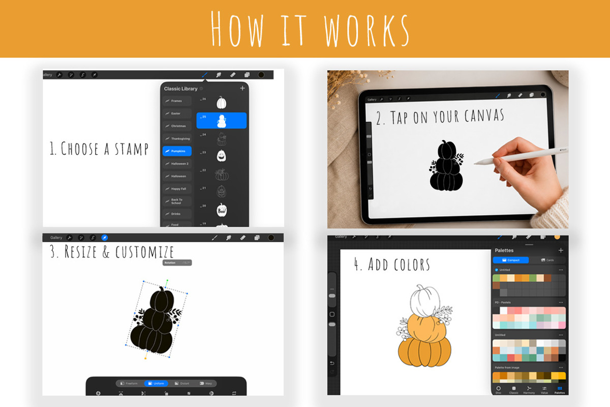 Procreate Halloween Pumpkin Stamps, a Brush Add-On by Mari_Caliart (Photo 4 of 11)