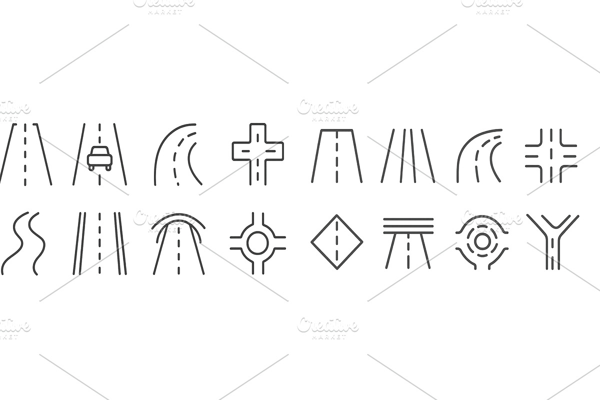 Linear designs of road symbols and, a Transportation Illustration by ZinetroN