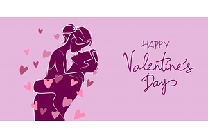 Valentine's Day card. Cute couple, a Seasonal Illustration by Valenty