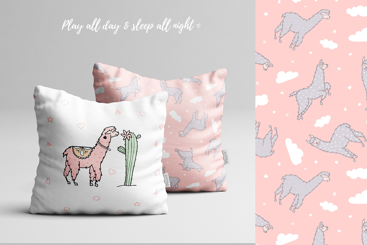 Cute llamas: big clipart&pattern set, an Animal Illustration by Pikovit (Photo 3 of 11)
