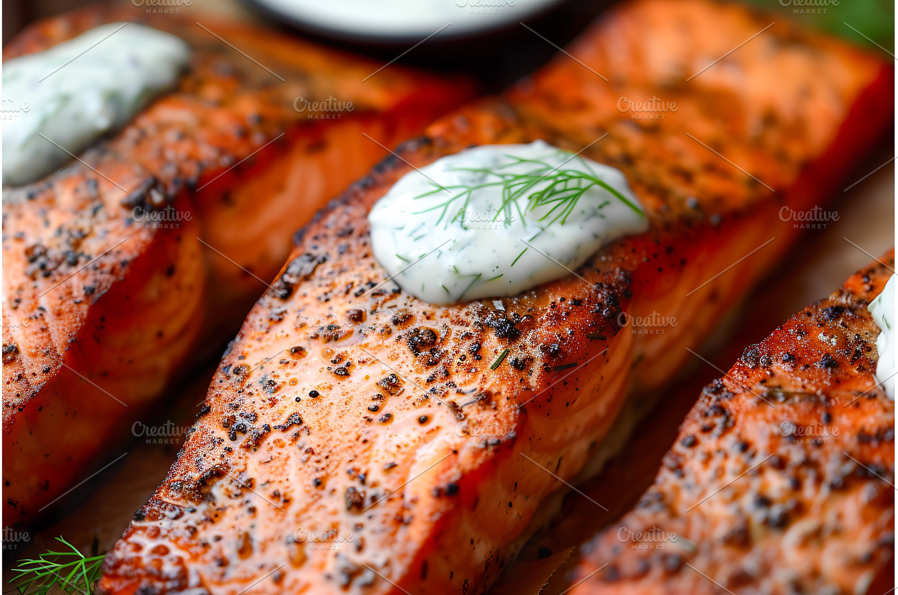 Grilled salmon fillets with dill, a Food & Drink Photo by Lermont51