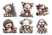 Rustic Woodland Christmas Clipart, a Seasonal Illustration by Creative Art (Thumbnail 5 of 7)