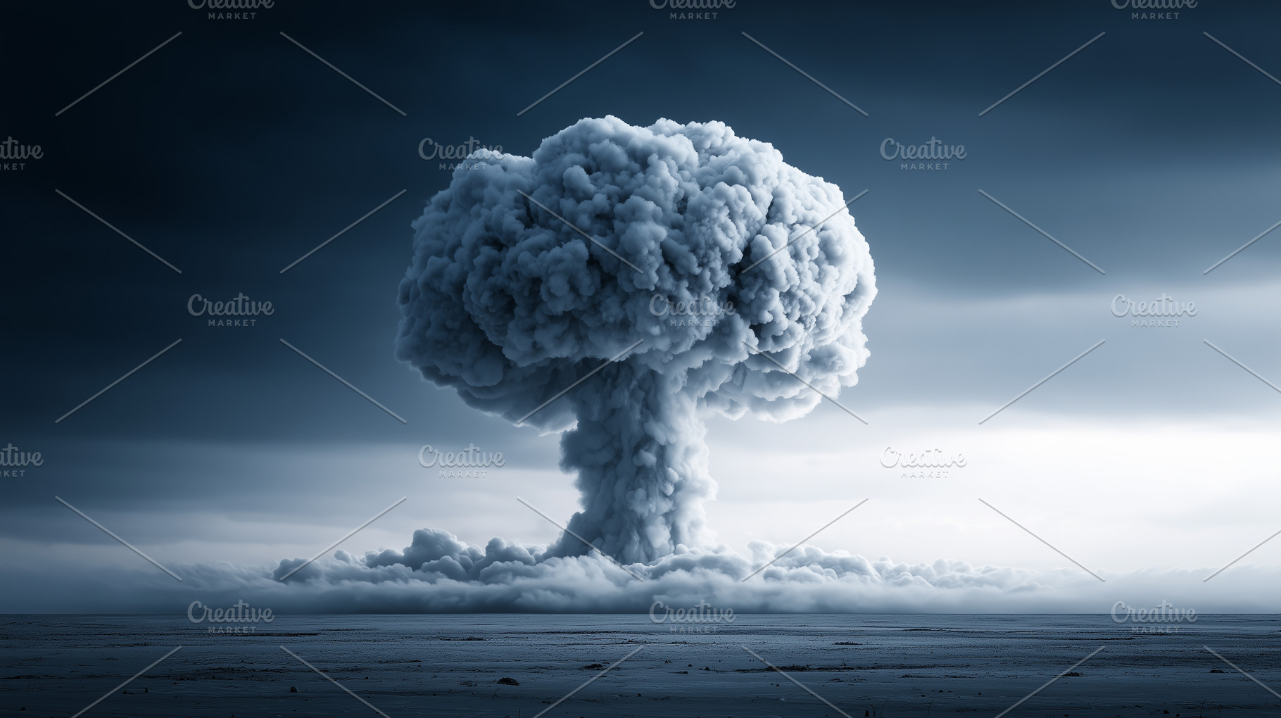 Nuclear mushroom cloud rises from a, a Background Photo by MistyDay