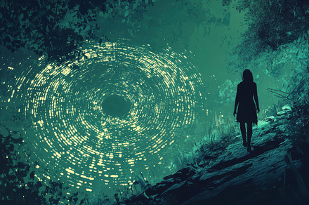 Silhouette approaching a mysterious, a Background Photo by Pixeness