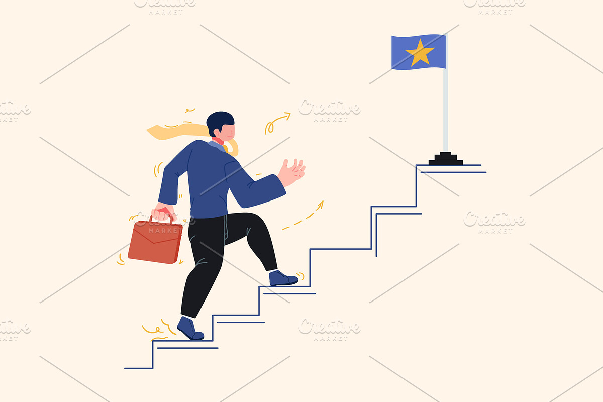 Businessman Chasing Goals, a Person Illustration by Ahmad_Studio