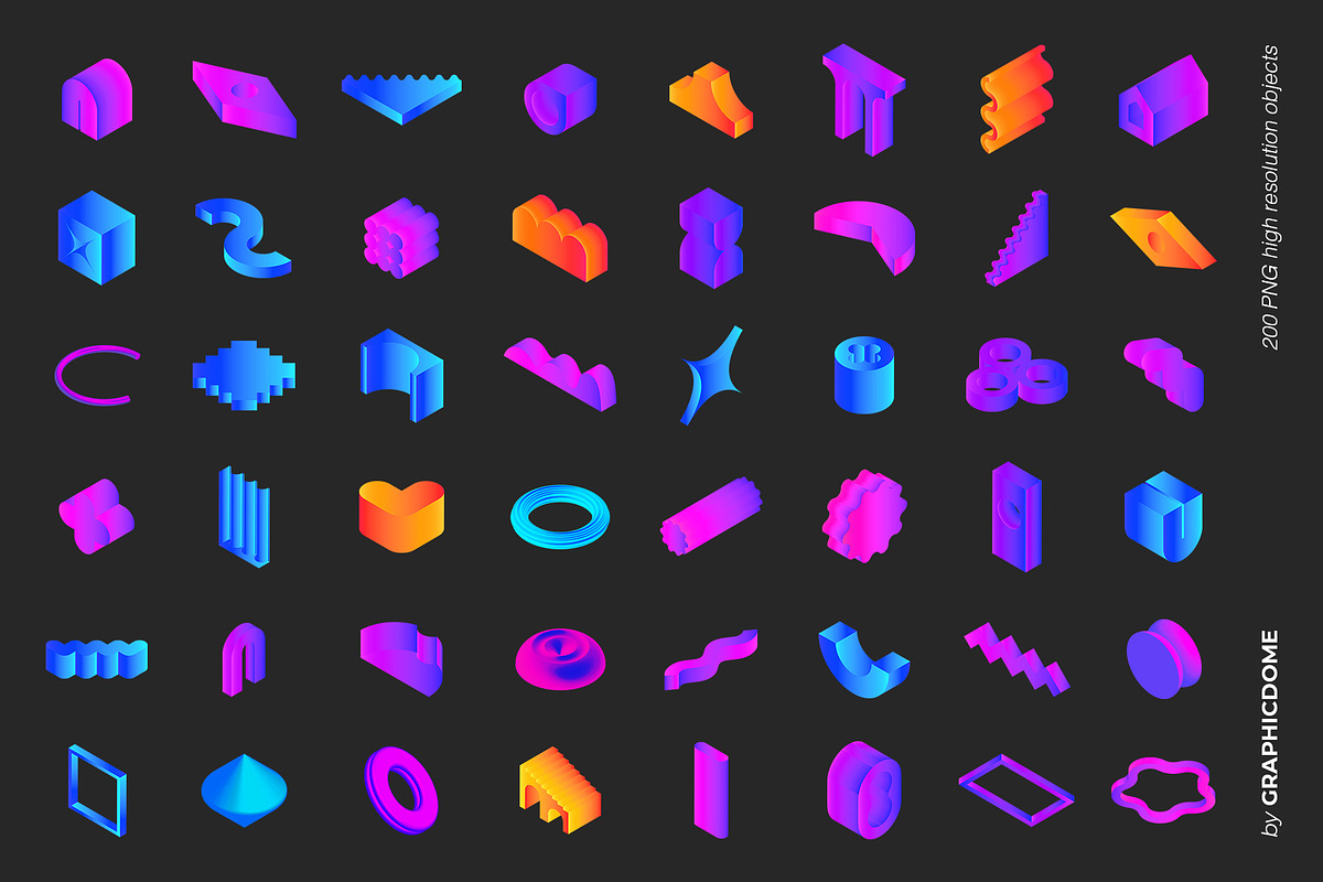 200 Geometry 3D PNG Shapes, an Object Graphic by Graphicdome (Photo 8 of 12)