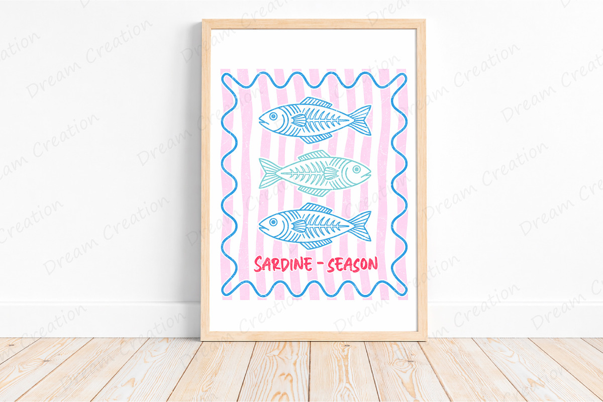 Summer Sardine Hand Drawn Line Art, an Illustration by Dream Creation (Photo 2 of 7)