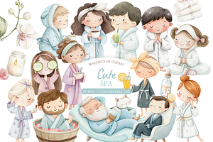 Cute Spa Relaxation Clipart Set, an Illustration by MockupWizard