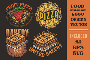 Set of food and drinks logo set, a Branding & Logo Template by Billah Hub