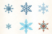 Watercolor Snowflake Set, an Illustration by CrexoraLab (Thumbnail 4 of 5)
