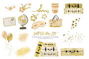 Gold Luggage Clipart set, an Illustration by Sunflower Day Love (Thumbnail 2 of 3)