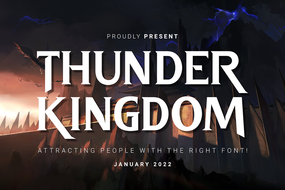 Thunder Kingdom, a Font by Dumadistyle (Photo 1 of 9)