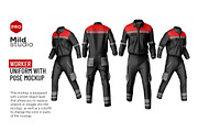 Worker Uniform With Pose Mockup, a Shirt Mockup by Mildstudio (Thumbnail 1 of 8)