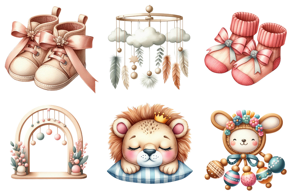 Boho baby watercolor clipart, an Illustration by CreationArt (Photo 2 of 6)