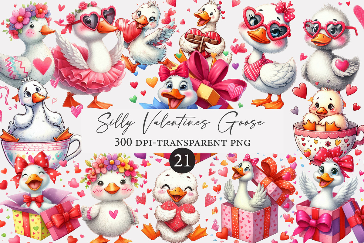 Silly Valentines Goose Clipart, an Illustration by Designworld (Photo 1 of 5)
