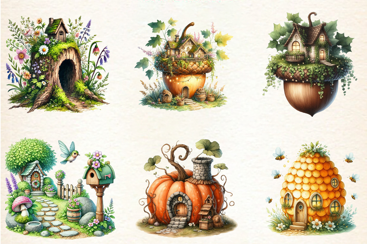 Spring Fairy House Clipart, a Seasonal Illustration by DreamArtGraphic (Photo 3 of 5)