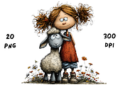 Whimsical Floral Girl & Lamb, an Animal Illustration by GiraffeCreative (Thumbnail 4 of 20)