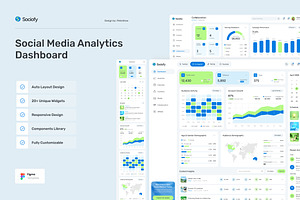 Social Media Analytics Dashboard, an UI Kit Template by peterdraw