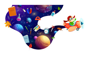Kid pilot in space sky, a Technology Illustration by Vector Tradition