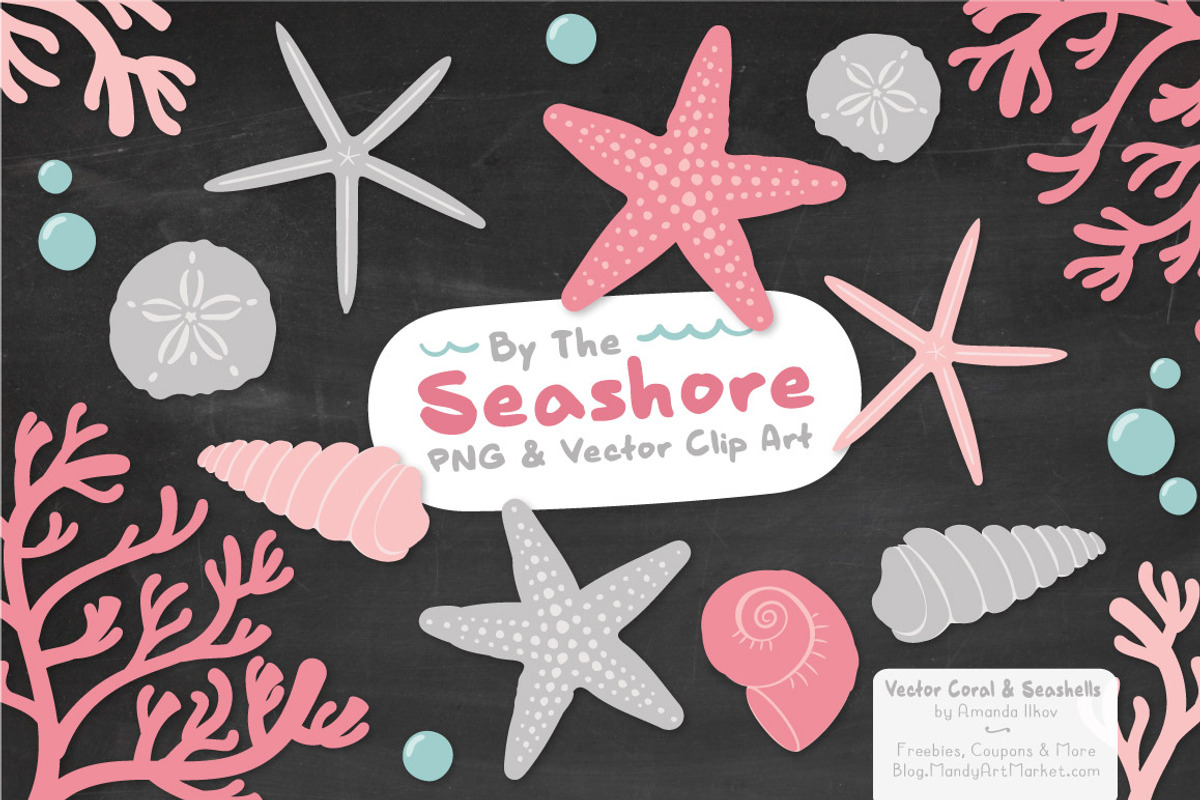 Pink & Grey Vector Seashells, an Illustration by Amanda Ilkov (Photo 3 of 5)