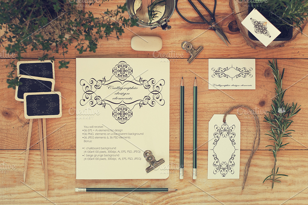 36 Calligraphic Design Elements, a Decorative Illustration by redstudio (Photo 3 of 5)