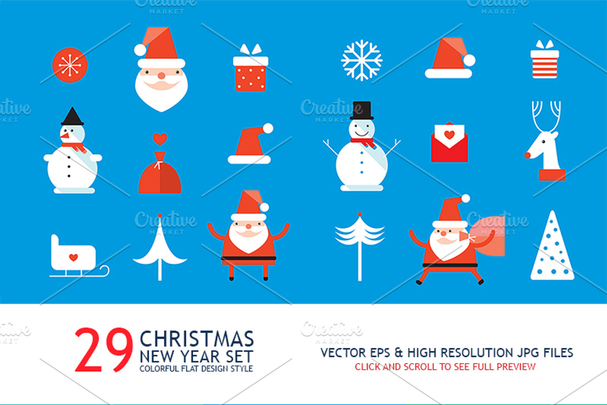 29 Christmas & New Year elements set, a Decorative Illustration by Anttoniu