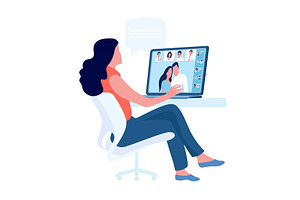 Video online conference. Person