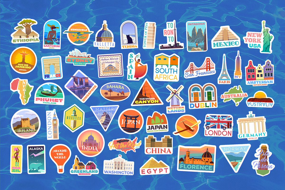 50 Travel Stickers., a Graphic by Red Monkey (Photo 3 of 7)