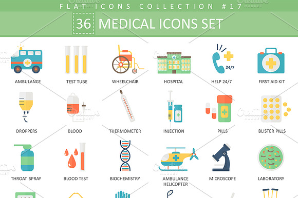 36 Medical Flat Icon Set