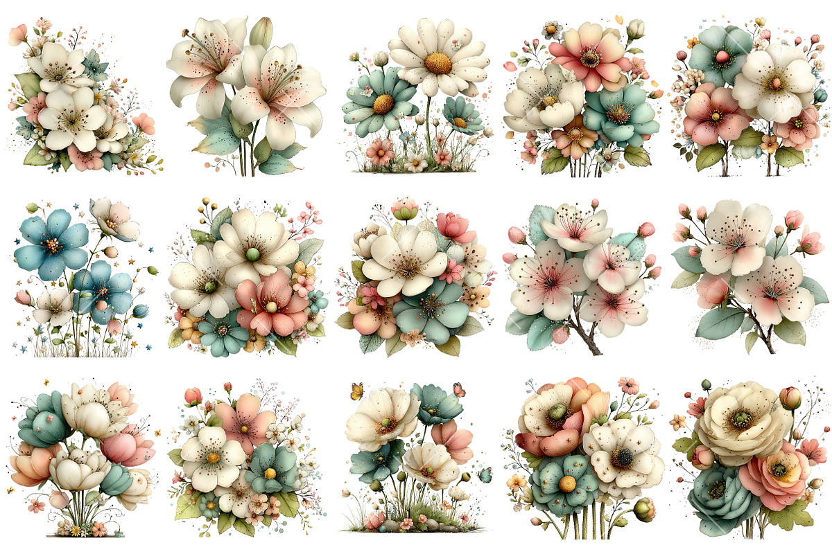 Whimsical Spring Flower Clipart, an Illustration by OK Design (Photo 3 of 6)