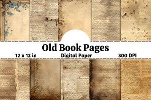 Antique Old Book Pages Digital Paper