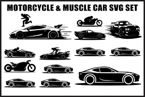 Muscle Car & Motorcycle SVG Bundle, an Object Graphic by Creativeshirt