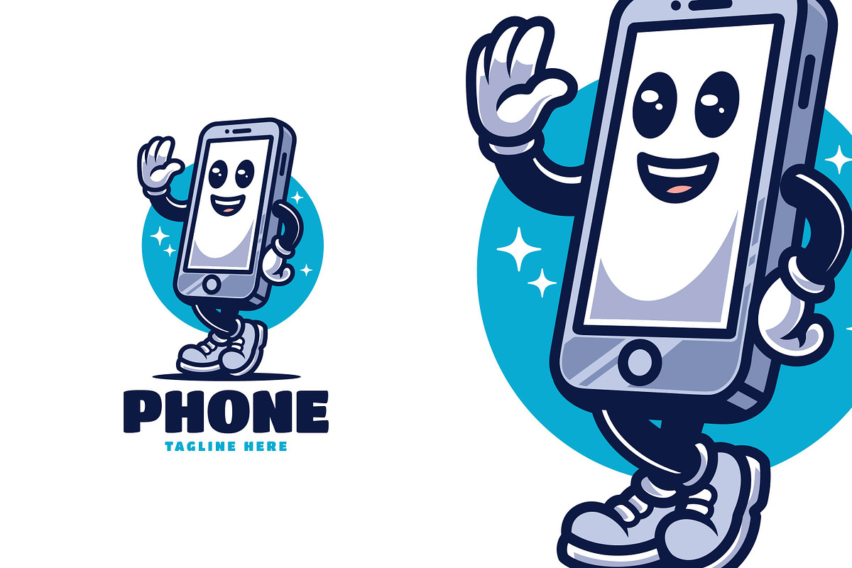 Phone Retro Vintage Mascot Character, a Branding & Logo Template by Gumrega Studio