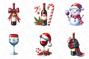 Christmas Red Wine Clipart, an Illustration by DreamPrint404 (Thumbnail 2 of 5)