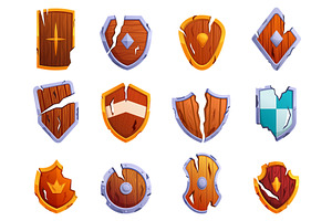 Broken shields medieval icons. War, an Illustration by Valerie Bodnar