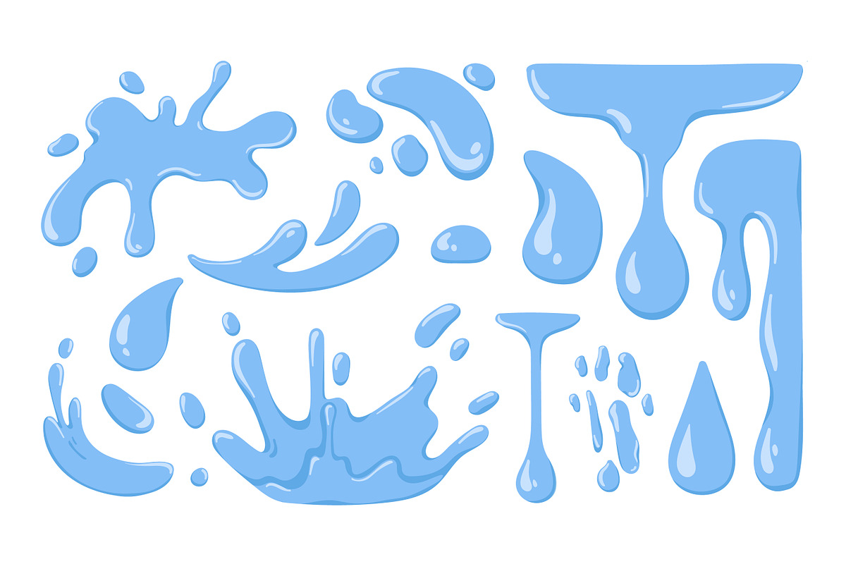 Water drops and splashes set, an Object Illustration by Good Studio (Photo 3 of 3)