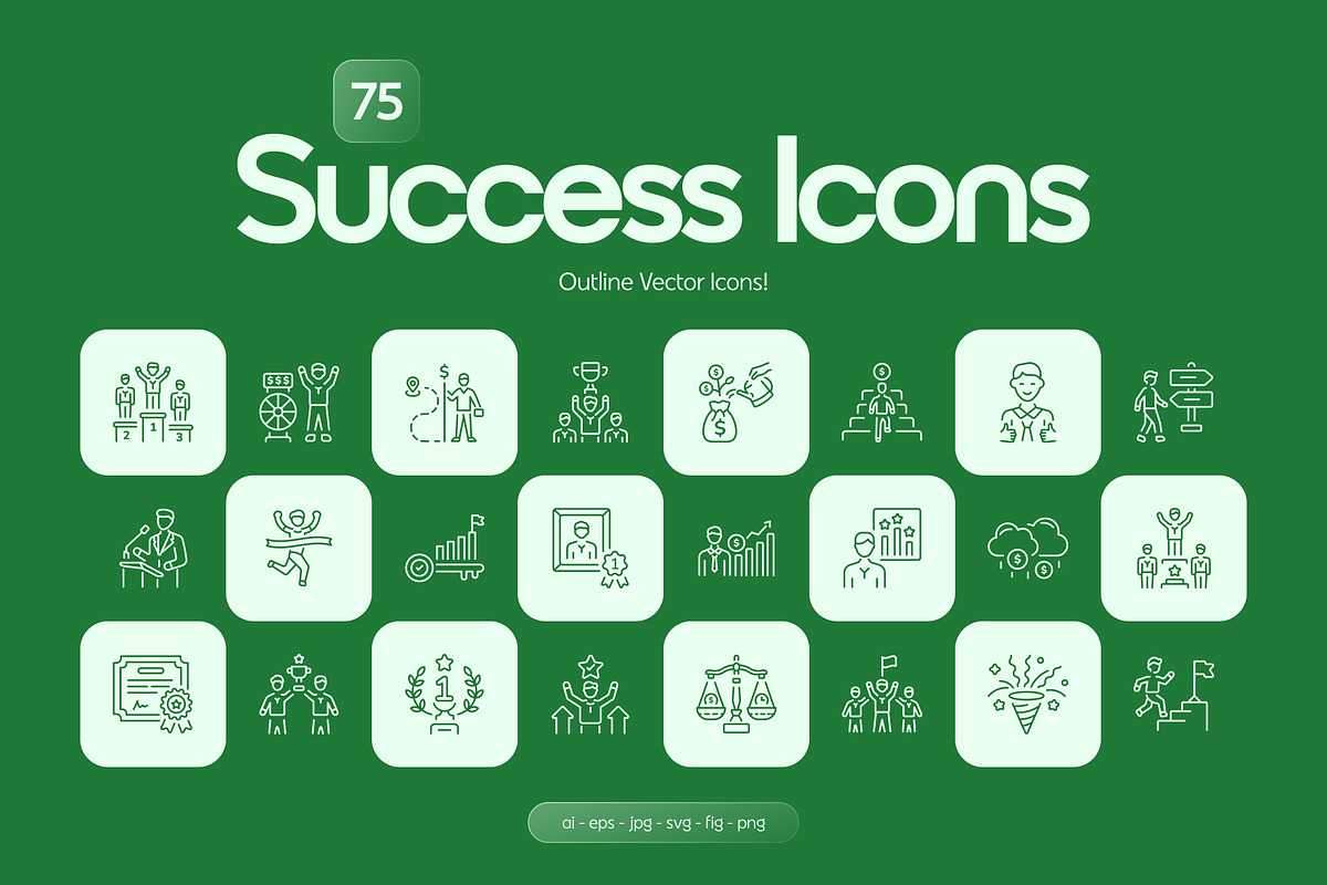 Success Icon Art Set, an Outline Icon by Prosymbols (Photo 1 of 7)