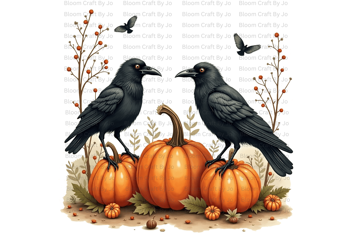 Crow and Pumpkin Scenes, an Animal Illustration by Bloom Craft Creations (Photo 4 of 12)