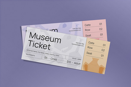 Gray Minimalist Museum Ticket, a Card Template by graphicook