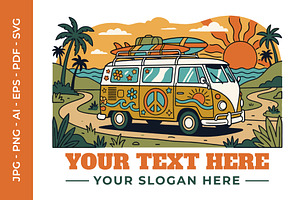 Retro summer travel illustration, an Object Illustration by nandinigraphics