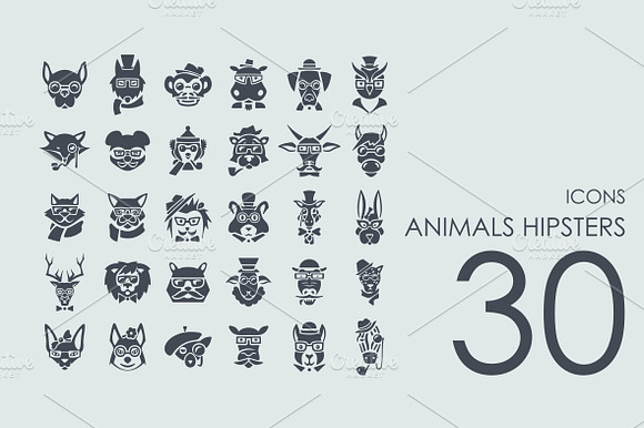 30 Animals Hipsters Icons